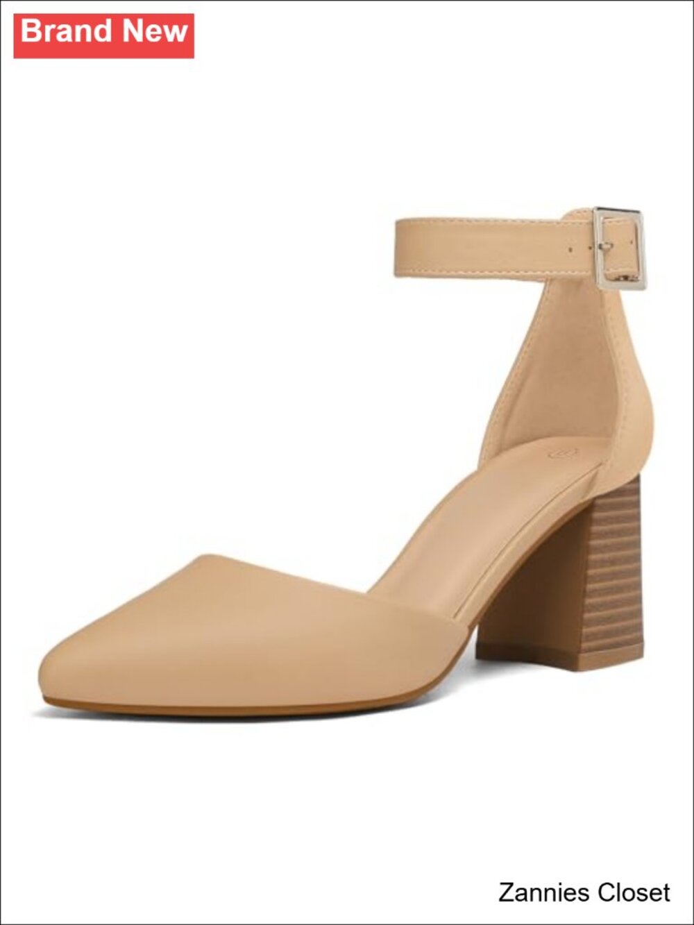 ✨ Pointed Toe Ankle Strap Chunky Block Heel Pumps Dress Shoes